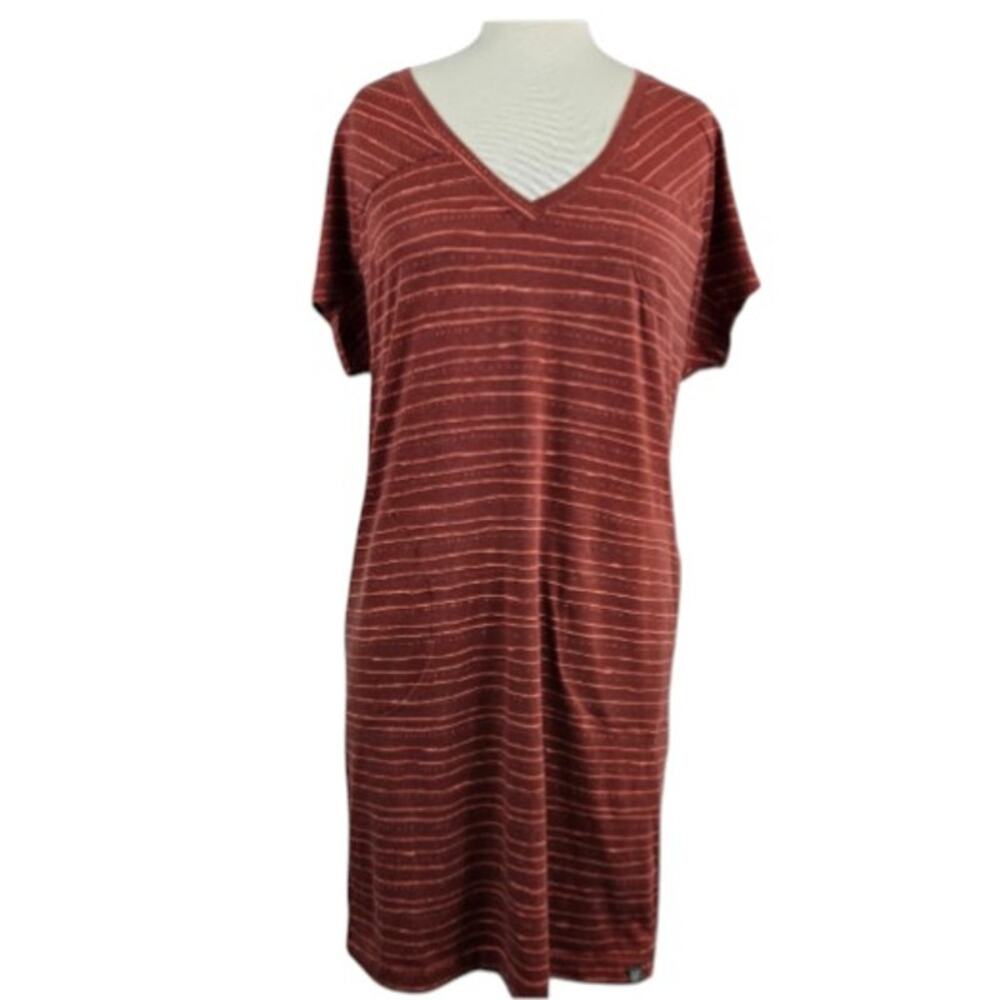 Title Nine Hiolani Shift Dress Short Sleeve Size Small Rust Orange Stripe